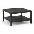 Kvadratisk sofabord med hylde i sort pulverlakeret aluminium, 80 x 80 x 45 cm